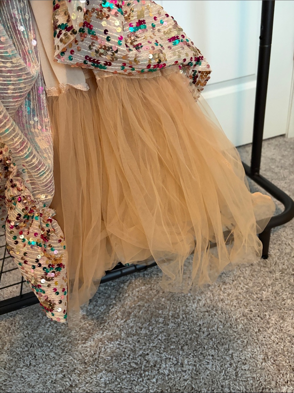 Sabina Musayev Pixie Sequin nude A line mid Dress with front cut out - Picture 11 of 14